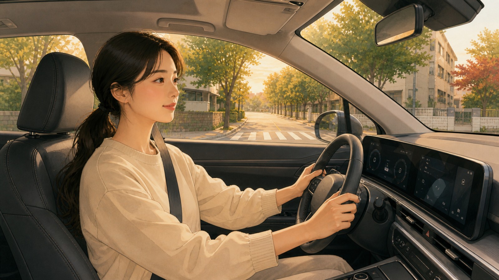 광주 여성 운전자 방문운전연수 일러스트
